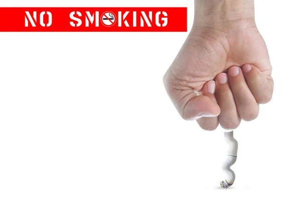 Man's fist crushing cigarette — Stock Photo, Image