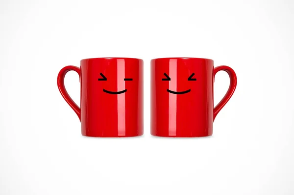Xícaras de café vermelho — Fotografia de Stock
