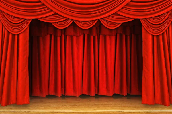 Curtains and wooden stage — Stock Photo, Image