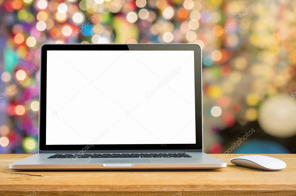 Laptop with blank screen.