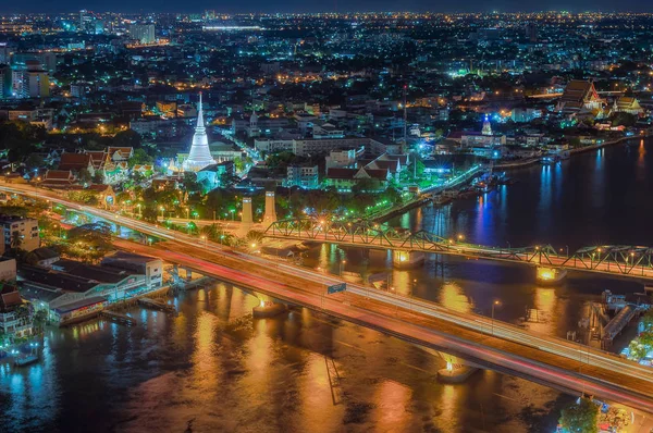 Phra phuttha yodfa brücke blick auf bangkok — Stockfoto