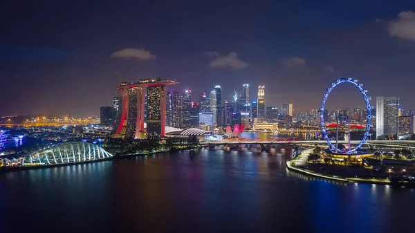 Singapur Februar Luftaufnahme Des Geschäftsviertels Und Der Stadt Singapur Aus — Stockfoto