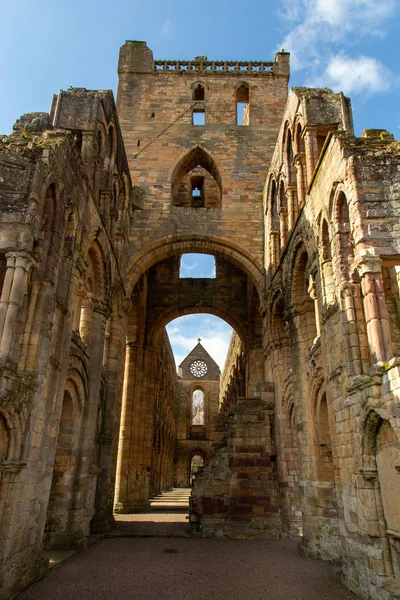 Zřícenina Kláštera Jedburgh Století Skotských Hranicích — Stock fotografie