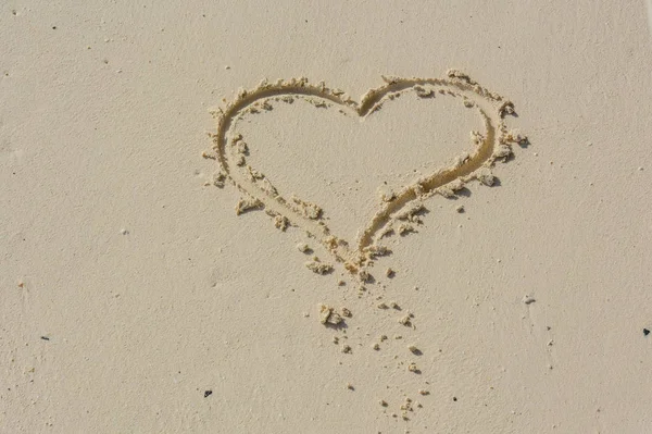 Mensagem Amor Areia Coração — Fotografia de Stock