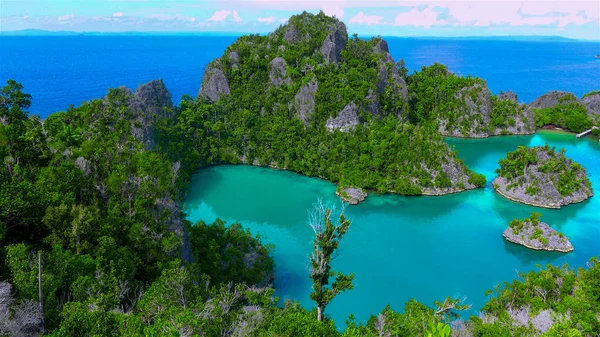 Isole Celesti Remote Laguna Piaynemo Arcipelago Delle Fam Nord Raja — Foto Stock