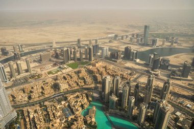 Dubai 'nin havadan görünüşü, Birleşik Arap Emirlikleri, Orta Doğu.