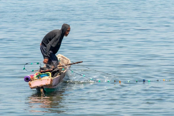 Maumere Insel Flores Indonesien Januar 2015 Porträt Eines Fischers Der — Stockfoto
