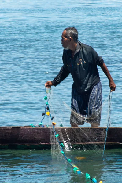 Maumere Insel Flores Indonesien Januar 2015 Porträt Eines Fischers Der — Stockfoto