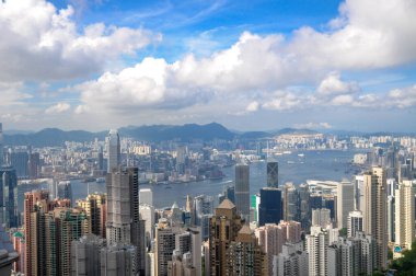Hong Kong ve Kowloon 'un panoramik görüntüsü