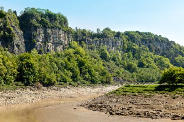 River Wye at Lancaut Nature Reserve during low tide clipart