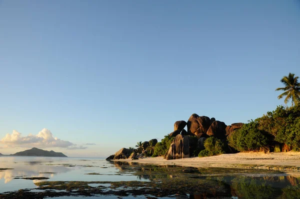 Playa Idílica Con Rocas Graníticas Anse Argent Isla Digue Seychelles — Foto de Stock