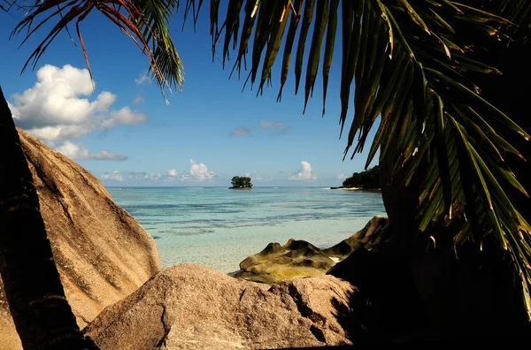 Idilli Strand Gránitos Sziklákkal Anse Argent Digue Sziget Seychelles — Stock Fotó