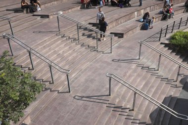 Stone stairs, on warm summer days, serve people to relax and rest ...