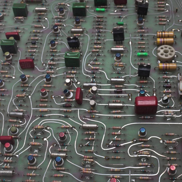 Motherboard Digital Device Resistors Capacitors Inductors Coils — Stock Photo, Image