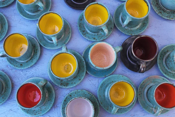 Copos Coloridos Eco Friendly Para Café Chá Feitos Mão — Fotografia de Stock