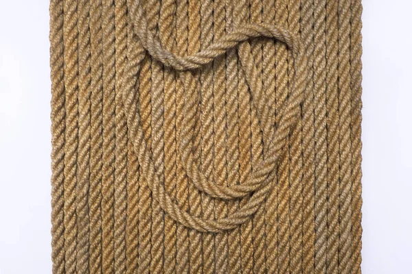 白い背景に隔離された麻ロープ — ストック写真