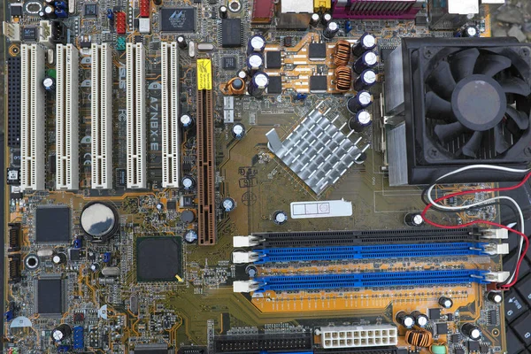 Electronics Computer Motherboard Top View — Stock Photo, Image