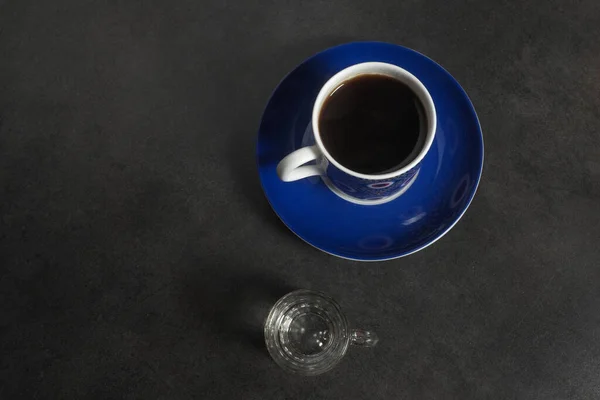 Kawa Espresso Szklane Naczynie Wodą — Zdjęcie stockowe