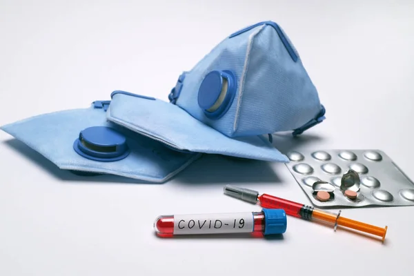 Drugs Protective Masks Ampoule Preparation — Stock Photo, Image