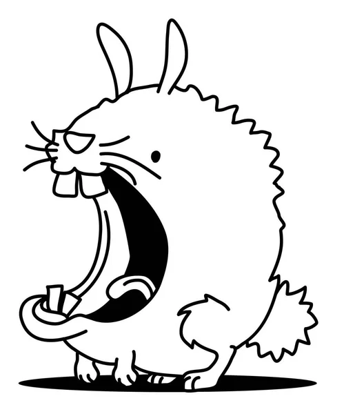Stilize bunny karikatür çizgi çizim, dikey, vektör illüstrasyon izole,