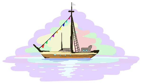 Boat Voyage Miniature Painting — Stock Vector