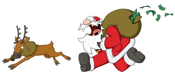 Dibujos Animados de Navidad, Agarrar efectivo — Vector de stock