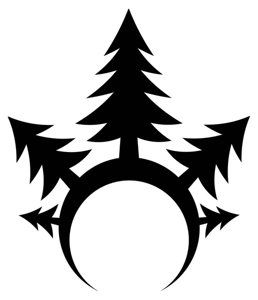 Köknar Ağacı Orman Rim Stilize Şablon Siyah Vektör Çizim Dikey — Stok Vektör
