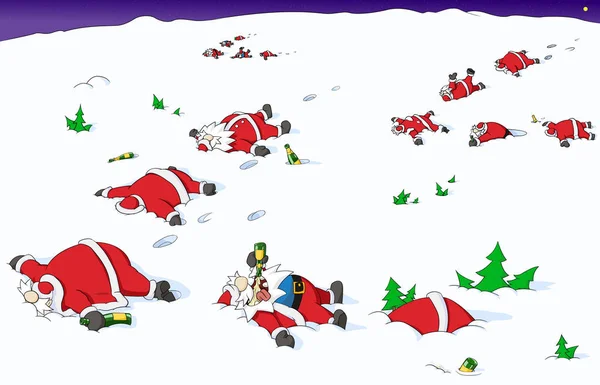 Party-Weihnachts-Cartoon in den Süden — Stockvektor