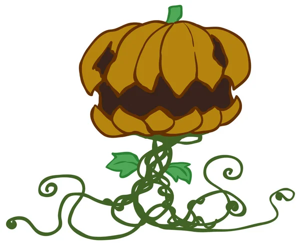 Halloween dýně zasadit kreslený — Stockový vektor