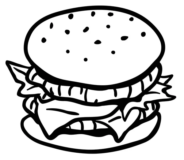 Dibujo de línea de hamburguesa — Vector de stock