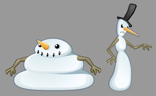 Muñecos de nieve par de dibujos animados — Archivo Imágenes Vectoriales
