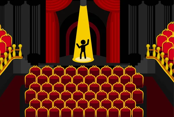 Teatro Performer Alone Cartoon — Vetor de Stock