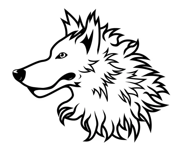 Cabeça de lobo branco — Vetor de Stock