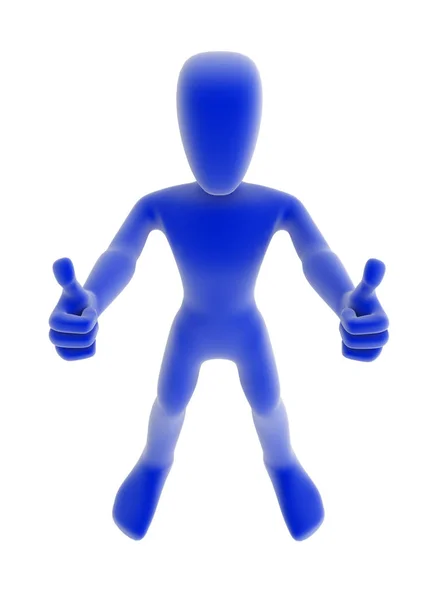 Blå figur tummen upp — Stockfoto