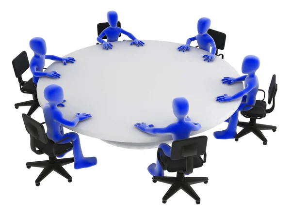 Blue Figure Round Meeting Table — Stock Photo, Image