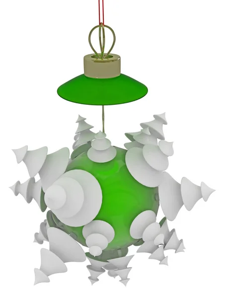 Διακοσμήσεις Χριστουγέννων, λευκό δέντρο μπάλα — Φωτογραφία Αρχείου