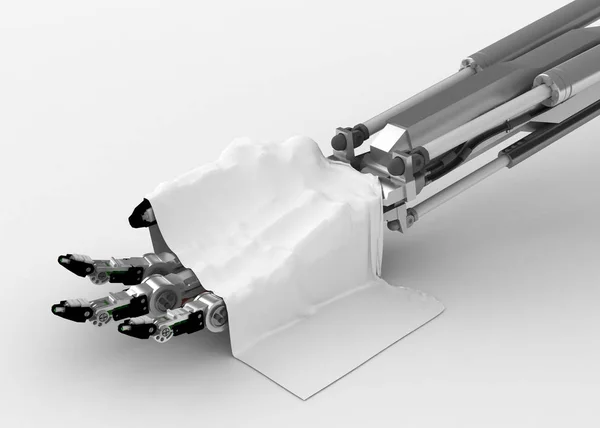 Robotic Hand, vit duk — Stockfoto