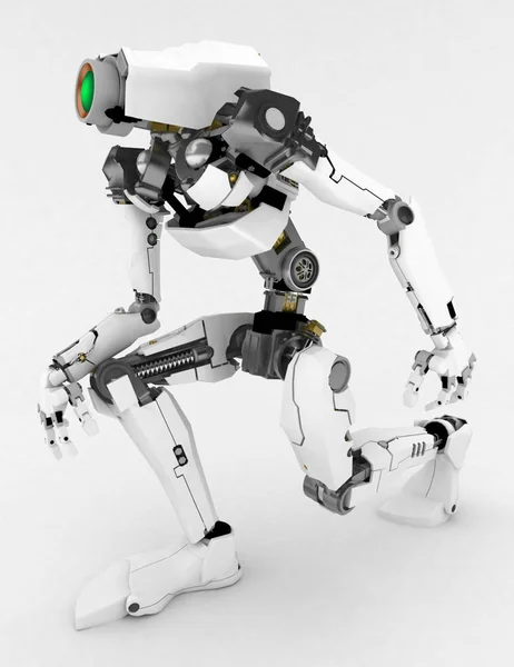 Robot delgado, en una rodilla —  Fotos de Stock