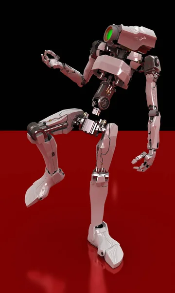 Robot delgado, sobre rojo y negro —  Fotos de Stock