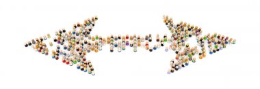 Çizgi film kalabalık, her iki yönde