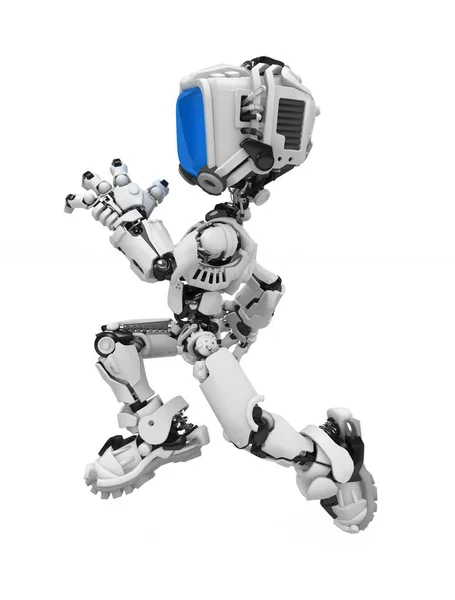 Robot de pantalla azul, Correr —  Fotos de Stock