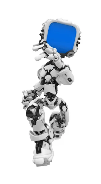 Blue Screen Robot, Running Front View — Stock Photo, Image