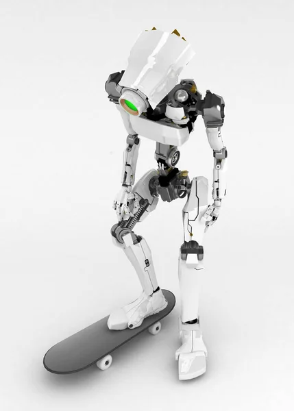Robot delgado, monopatín —  Fotos de Stock