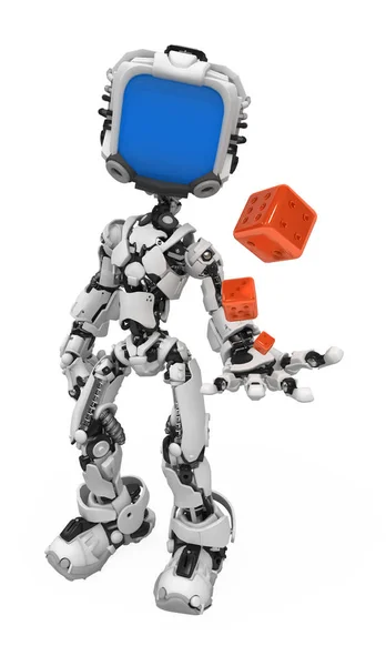 Blue Screen Robot, Dice — Stock Photo, Image