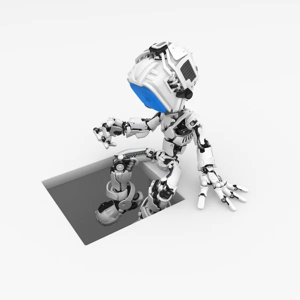 Robô de tela azul, Poço — Fotografia de Stock