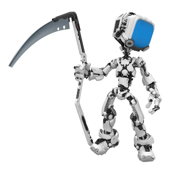 Blå skärm Robot, Scythe — Stockfoto