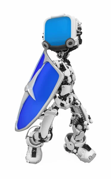 Robot de pantalla azul, escudo —  Fotos de Stock