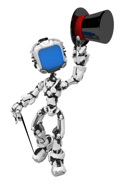 Blue Screen Roboter, Zylinderhut — Stockfoto