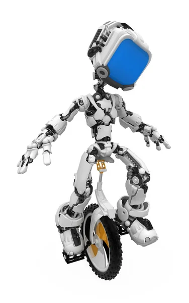 Robot de pantalla azul, monociclo —  Fotos de Stock