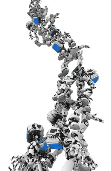 Robots à écran bleu, support de cascade de groupe — Photo